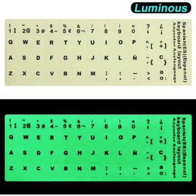 Lichtgevende Toetsenbordstickers | Meertalige Fluorescerende Vinyl Stickers voor Mechanische Toetsenborden | Glow-in-the-Dark PE Materiaal Spanish