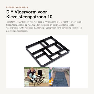 Dailygoods- Vloervorm DIY - 10 Rasters - 45 x 40 x 4 cm - Polypropyleen Hars - Geschikt voor Terrassen - Gemakkelijk te Gebruiken - Betonmal
