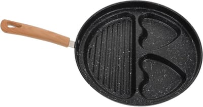 Mini Omeletpan - Eierkoekenpan Braadpan - Ontbijt Maken - Vier Eieren Tegelijk - 41 x 26.5 cm - Zwart
