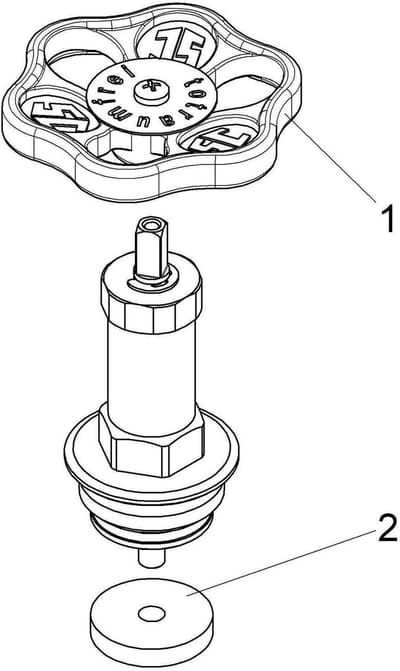 Schlösser Armaturen JS Vetkamerbovenstuk voor vrije-stroomventiel, DIN 3502, met niet-stijgende spindel, DN32, 1 1/4'', met EPDM afdichting, 0018183200001