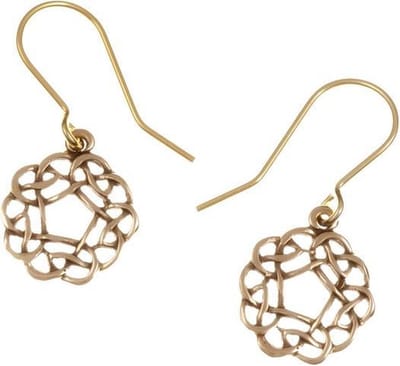 Pentagon knot drop bronzen Oorbellen , keltische oorbellen