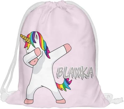 Gymtas met Naam voor Kinderen - Fullprint Sporttas in Jute Stijl - Unicorn Design