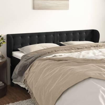 vidaXL - Hoofdbord - met - randen - 163x23x78/88 - cm - fluweel - zwart