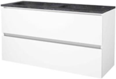 Basic-Line Start 46 Badkamermeubelset - 120 x 46 cm - Greeploos - 2 Lades - Hardstenen Wastafel - Zonder Kraangat - Ice White