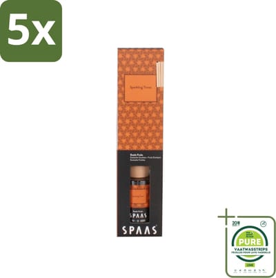 5 x Spaas - Geurstokjes - Sparkling Times - Exotische Vruchten - 80 ml - Grootverpakking - Geurstokjes - Geurverspreider - Exotische Fruit - Frisse Geur - Tropische Geur