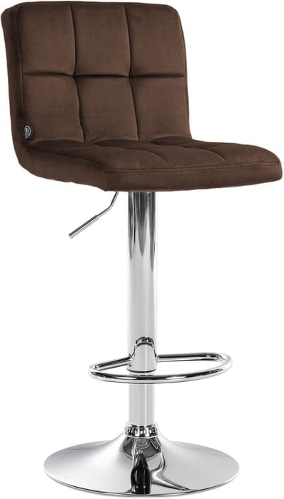 CLP Peru Barkruk - Met rugleuning - Voetsteun - Fluweel - Velvet - chroom/bruin