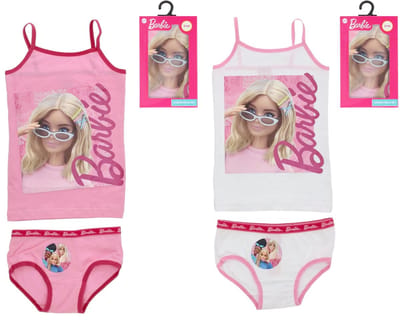 Barbie Ondergoedset - Maat 98/104 - Roze - Wit - Slip - Hemd - Kind