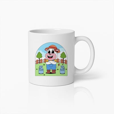 Blije Boerderij Koe Cartoon Mok – Schattig Cadeau voor Dierenvrienden en Melkliefhebbers