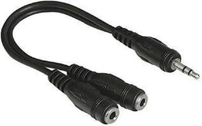 Hama 3.5 mm Jack Plug, Stereo -2 x 3.5 mm Jack Socket, Stereo audio kabel 0,2 m 2 x 3.5mm 3.5mm Zwart