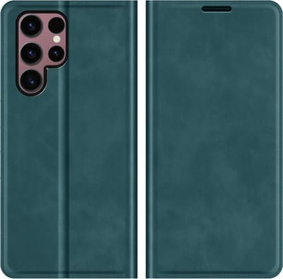 Cazy hoesje geschikt voor Samsung Galaxy S23 Ultra - Hoesje met Pasjeshouder - Luxe Book Case - Groen