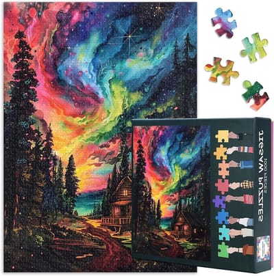 Legpuzzel 1000 stukjes - Volwassenen puzzel spel - Ontspannend tijdverdrijf - Levendige Aurora afbeelding - 70 x 50 cm - Aurora