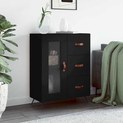 vidaXL - Dressoir - 69,5x34x90 - cm - bewerkt - hout - zwart