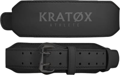 KRATØX Leren Lifting Belt - Halterriem - Powerlift Riem - Leer Gewichthefriem - Lever Belt - Powerlifting - Deadlift - Zwart - Maat S