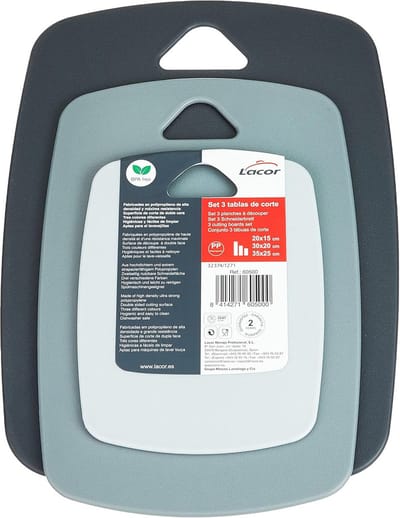 Thijox - Set van 3 Dubbelzijdige Snijplanken van Polypropyleen BPA-vrij Kunststof - Hygiënisch, Vaatwasmachinebestendig, Veelkleurig - Keuken, Camping