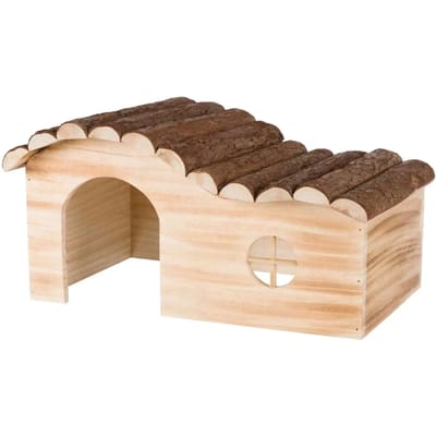 Huis voor dwergkonijnen gemaakt van schors en gevlamd hout Trixie Hanne