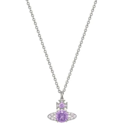 Vivienne Westwood Holle Detail Saturnus Hanger Ketting Dames ketting Zilver Lavendel 630203D7-02P782 Basic Packaging-Dust Bag+Box white