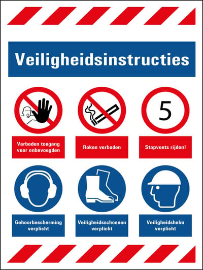 Bouw sticker veiligheidsinstructies 280 x 210 mm