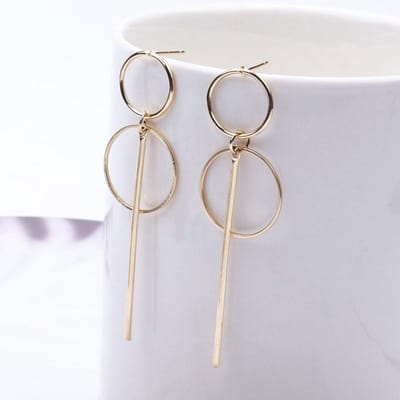 Boucles d'oreilles pendantes en forme de cercle pour femme, nouvelle mode punk simple, pendentif à long pompon en or, taille cercle, cadeaux or