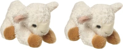 Nature Planet Pluche kleine schaap/Lammetje knuffel - Set van 2x stuks - wit - 14 cm - dieren - schapen