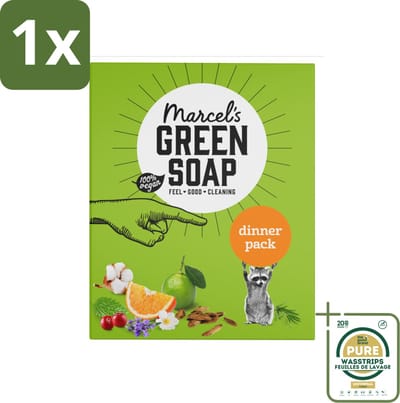 1 x Marcel's Green Soap - Dinner pack - Complete set - Perfect als cadeau- Schoonmaken Na Diner - Milieuvriendelijke Schoonmaak - Cadeau Voor Gastheer - Duurzame Schoonmaakpakket - Natuurlijke Schoonmaakproducten