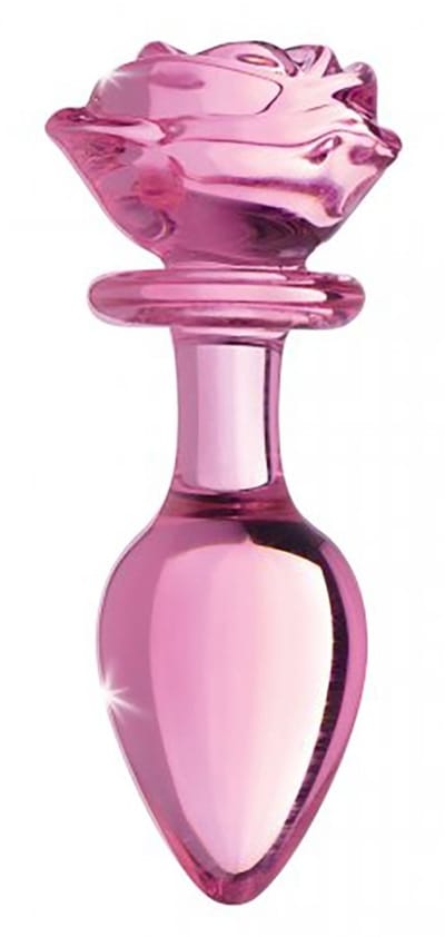 Xr Brands Booty Sparks - Buttplug - Glas - Met Roos - Roze - Large