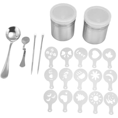 Pochoirs Décoration Café Set Stylo Sculpture Café Acier Inoxydable Portable Stylo Art Latte Outil Moule Café avec Poudre L