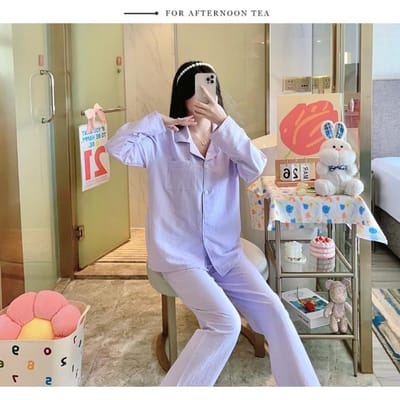 Dames Pyjama met Lange Mouwen en Broek Plus Size Nachtkleding Effen Wit Pyjama Mujer Slaapkamer Huiskleding Vrouwelijke Pyjama 5XL