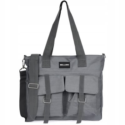Bellugio Dames Handtas Werk - Grote Nylon Shopper Grijs