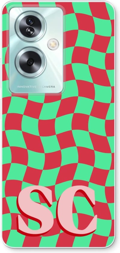 Gepersonaliseerd - Case Company® - Hoesje geschikt voor Oppo A79 hoesje - Grid Monogram - Soft Cover Telefoonhoesje - Bescherming aan alle Kanten en Schermrand