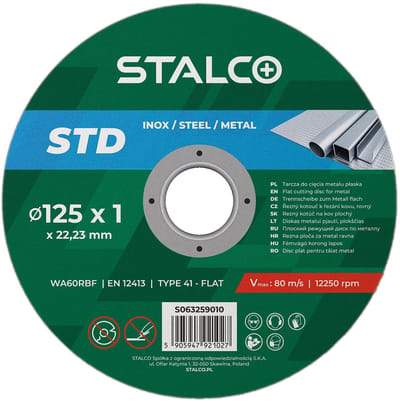 STALCO STD - Doorslijpschijf Vlak - Zwart - 125x1.0 mm - Voor Metaal & RVS