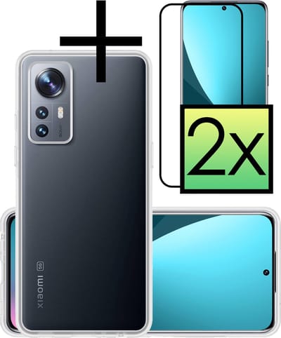 Hoesje - Met 2x Screenprotector - Geschikt voor Xiaomi 12 - Sterk & Shockproof - Back Cover - Siliconen Case - Telefoon Hoes - Transparant