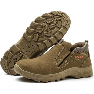 Chaussures de travail pour hommes, chaussures de sécurité et confortables en acier Baotou anti-écrasement et anti-coups de couteau pour chantier de construction 41 brown