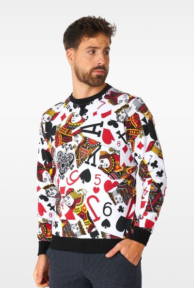 OppoSuits King of Clubs - Heren Sweater - Carnavalskleding - Kaartspel Casino Trui - Meerkleurig - Maat M