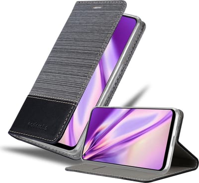 Cadorabo Hoesje geschikt voor Oppo A94 5G in GRIJS ZWART - Beschermhoes met magnetische sluiting, standfunctie en kaartvakje Book Case Cover Etui