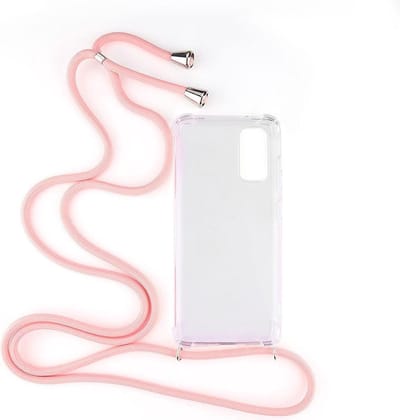 Shop4 - Samsung Galaxy S20 Hoesje - Zachte Back Case met Koord Roze