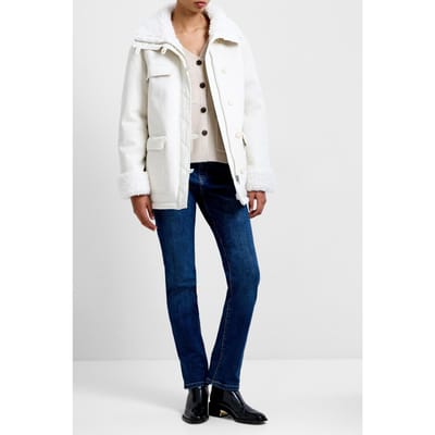 French Connection Solise Cotton Faux Fur Coat Arctic White Größe: S | Winterjacken Outlet | Damen | Weiß