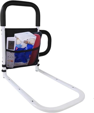 Bedhek voor Senioren - Bedstang Hulpbeugel - Veiligheid in Bed - Antislip Handgreep - 50 x 31.5 cm - Wit