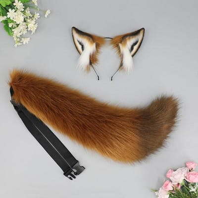 Pluche Dier Wolfsoren Feest Hoofddeksel Haarband Bont Lolita Hoofdband Vos Anime Fursuit Staart Halloween Cosplay Accessoires Nick brown