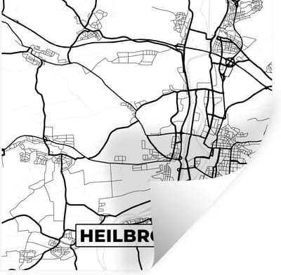 Muurstickers - Sticker Folie - Heilbronn - Kaart - Stadskaart - Plattegrond - 100x100 cm - Plakfolie - Muurstickers Kinderkamer - Zelfklevend Behang XXL - Zelfklevend behangpapier - Stickerfolie