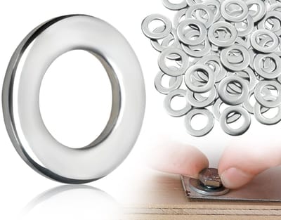 NTHProducts - M8 Ringen - Set van 100 - Roestvrij staal - Platte Ringen - Voor Schroeven en Moeren - Geschikt voor M8 - 16mm Diameter