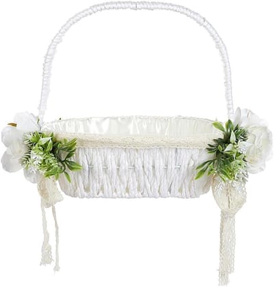 Bloemenmandje Bruiloft - Decoratie Mand - Bloemen Strooien - Rustiek Bosthema - Zoals Afgebeeld - Beige