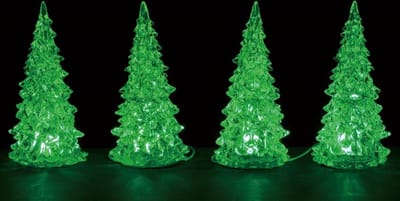 Lemax Crystal Lighted Tree, 3 Color Changeable, Small 4 pc