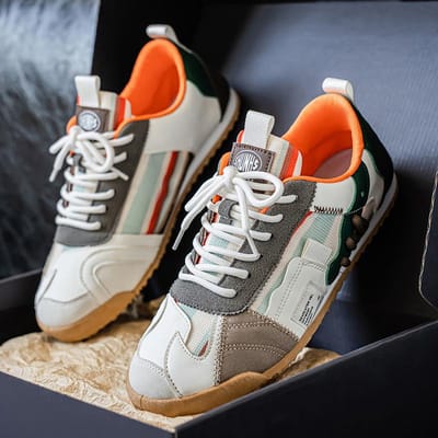 Herenschoenen Mode Veelzijdige Kleurblok Casual Schoen Luxe Sneakers voor Heren Forrest Gump Schoenen Comfortabele Sport Hardloopschoen 39 white
