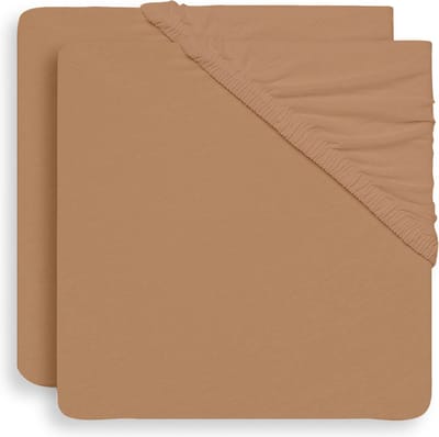 Jollein - Baby Hoeslaken Jersey (Biscuit) - Katoen - 2 Stuks - Hoeslaken Wieg - 40/50x80/90cm