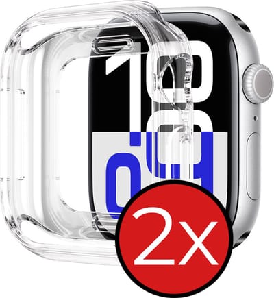 Hoesje - 2 Stuks - Geschikt voor Apple Watch 10 42mm - Sterk & Shockproof - Siliconen Case Cover - Smartwatch Full Bumper Hoes - Transparant