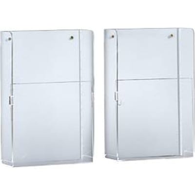 Wandfolderhouder - plexiglas - B 225 x D 75 x H 330 mm - transparant - voor A4 formaat - set van 2 stuks