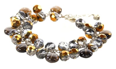 Kristallen armband Brown Shine - bedelarmband - bruin - brons - licht grijs - zilver - luxe sieraden zakje - armband dames - bruin armband
