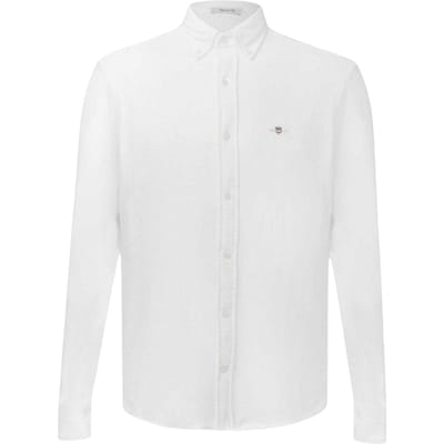 Gant Heren Pique Regular Lange Mouwen Shirt (Wit)