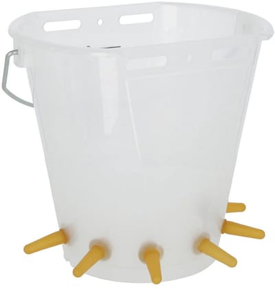 Lammeimer 8 Liter - Voeremmer Zuigvoet - Hygiënisch Voeren - Afgevlakt Ontwerp - 5 Zuignappen - Wit Transparant