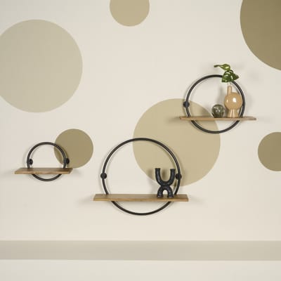 Wandrek Aurano - Mangohout / Metaal - Naturel / Zwart - 70x60x15 cm (BxHxD)